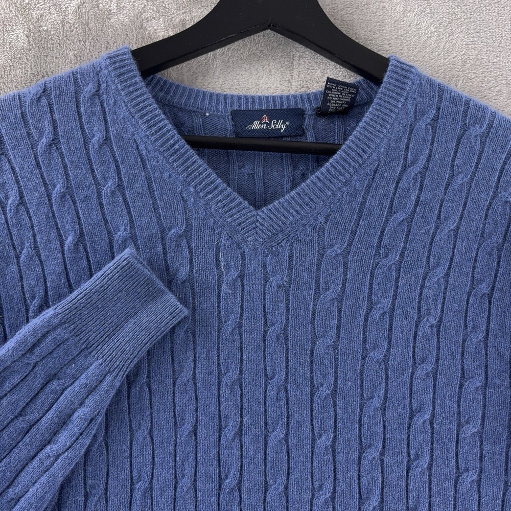 Allen‎ Solly Sweater Mens Size Medium Blue Cable Knit Cashmere Minimal Preppy